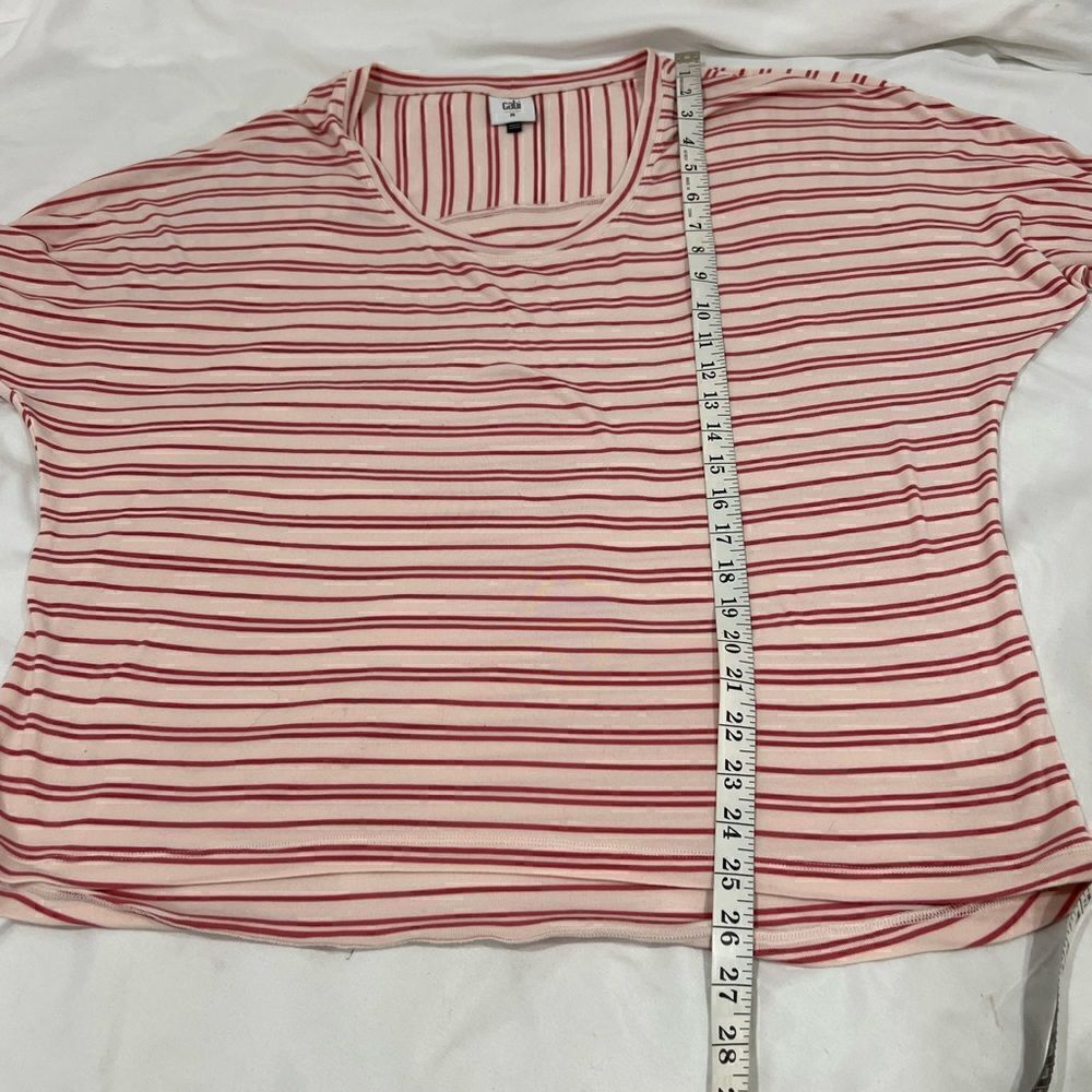 CAbi pink relaxed tickle tee 3/4 sleeve striped top style# 5750 size M - Picture 5 of 6